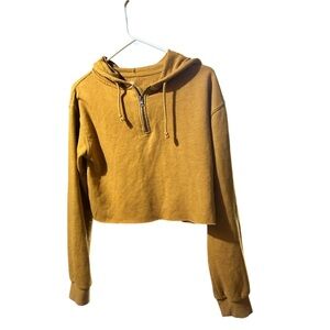 SO Gold Cropped Relaxed Hoodie Sweatshirt